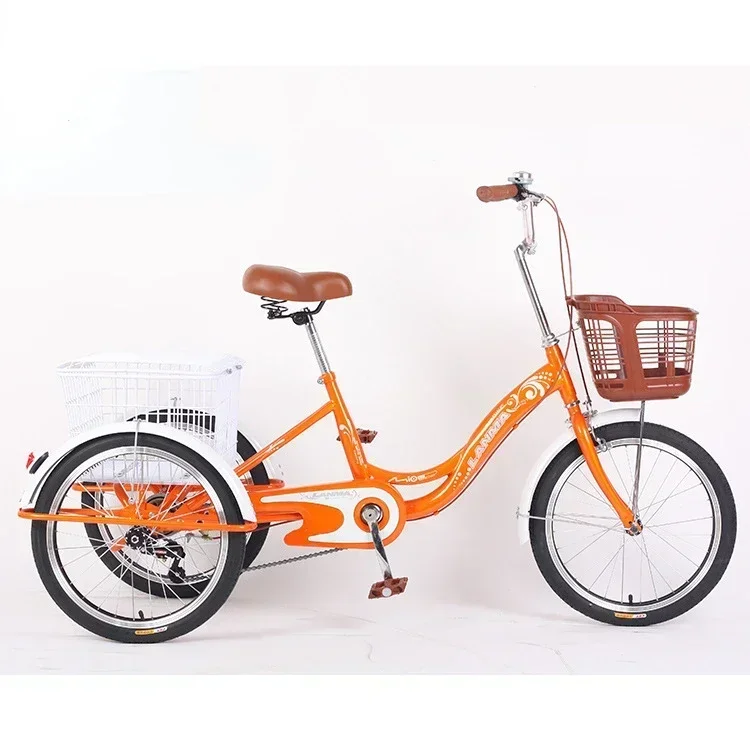 20 Inch Tricycle Adult Pedal Tricycle with Frame Black Yellow Blue Red