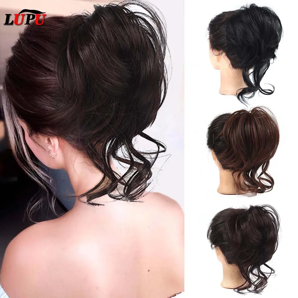 

LUPU Synthetic Messy Curly Chignon Scrunchies for Women's Hair Bun Extension Ponytail Natural Fake False Hair Piece for Girls