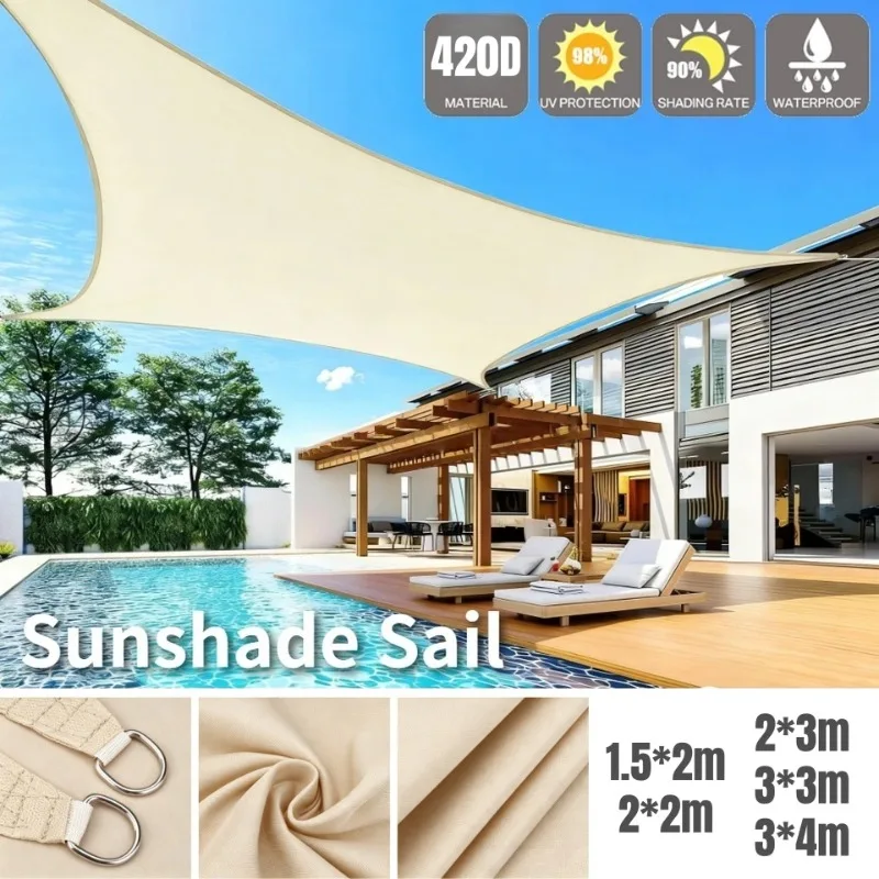 Sun Shade Sail Fade Resistant Breathable Sun Shelter Anti-aging Patio Balcony Small Garden Sunshade Canopy with Rustproof D-ring
