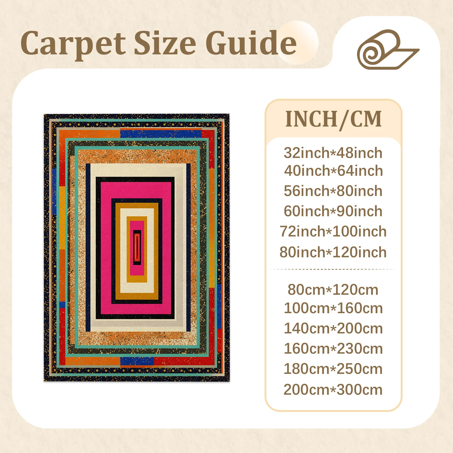 Vibrant Concentric Geometric Rectangle Pattern Velvet Area Rug, Machine Washable, Ideal for Living Room, Bedroom, Dining Area, Entryway, Perfect for Halloween, Thanksgiving, Black Friday, Christmas, New Year Home Decor