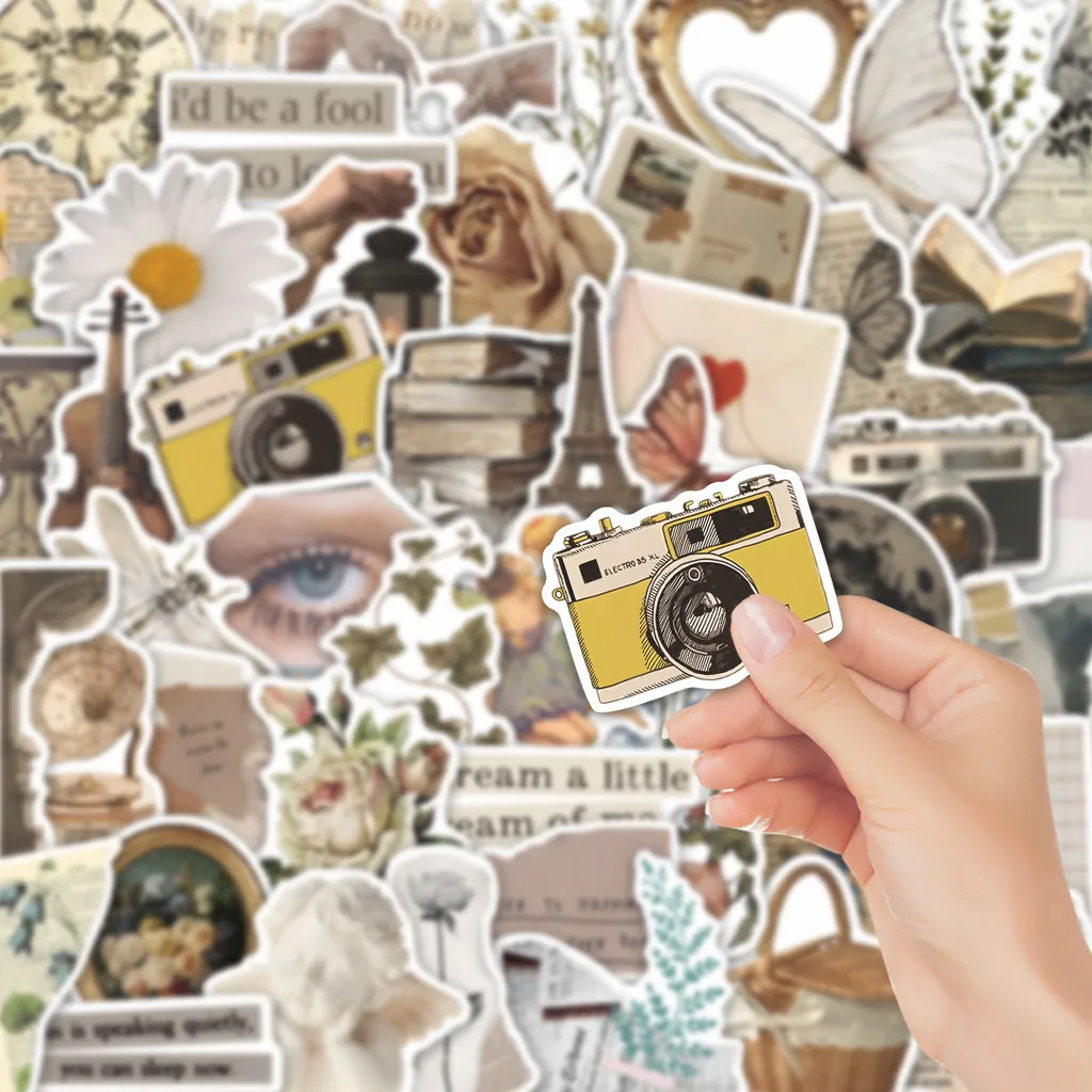 

50Pcs Retro Nostalgic INS Girlish Style Stickers Stationery Luggage DIY Decals Papery Pop Store