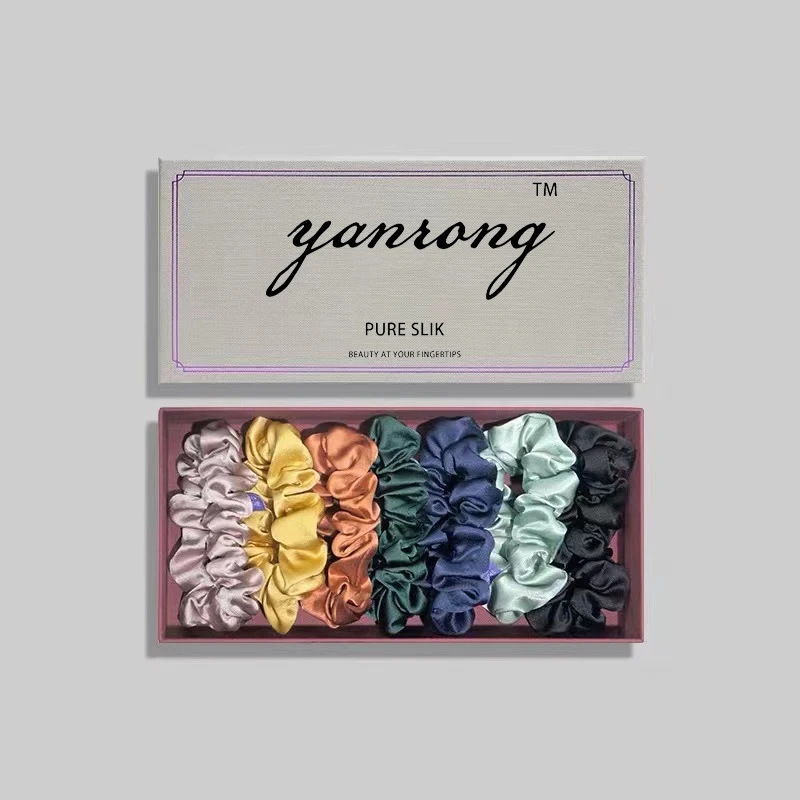 YANRONG  2CM Thick Solid Color Women Hair Scrunchies (22Momme) Length 9.5 CM