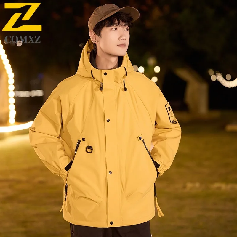 

COMXZ Men Casual Outdoor Windbreaker Windproof Waterproof Jacket Coat Hiking Wear Lightweight Breathable Trekking Comfort Fit