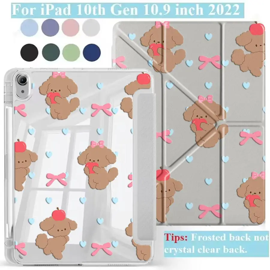 Cute Teddy Dog Print Holder Cover Tablet Case For iPad Pro 2025 Air 4 5 M3 M2 M4 11inch Mini 6 7 Pro 11th 10th 9th 8th 7th