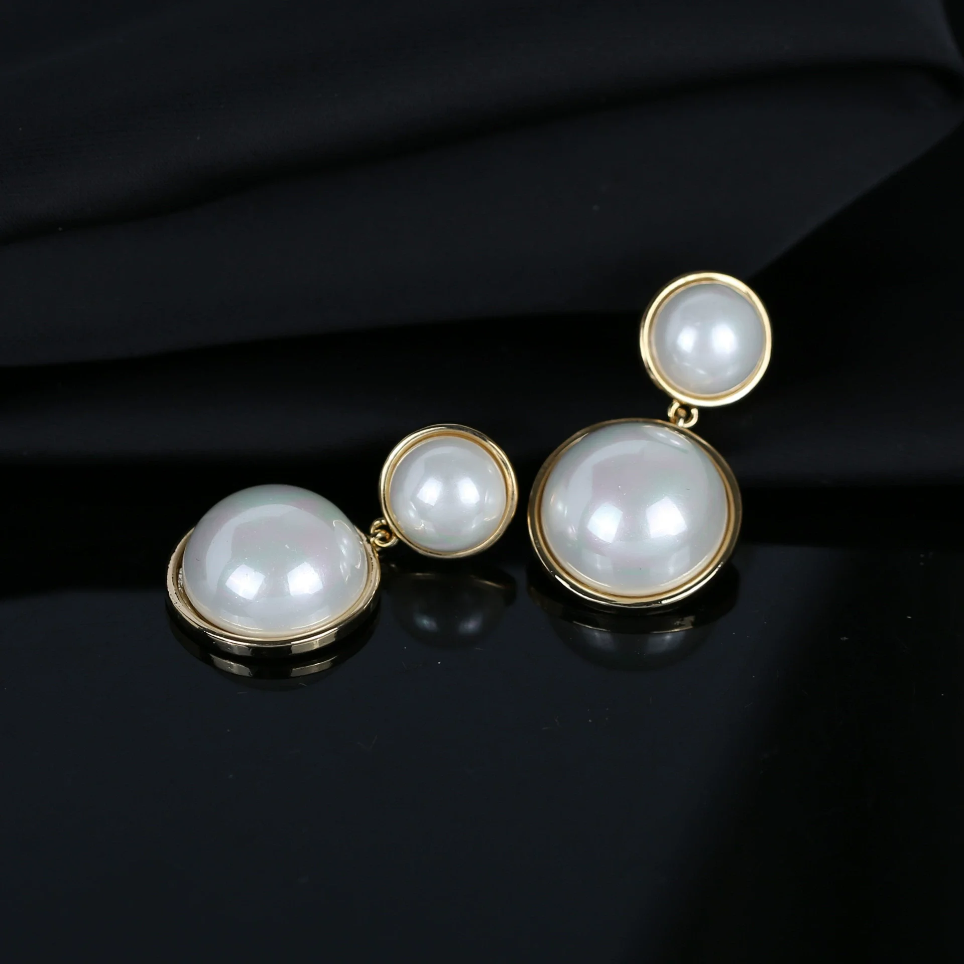 

925 Silver Needle Luxury Double Pearl Drop Earrings, Elegant Bridal Wedding Jewelry Gift for Women
