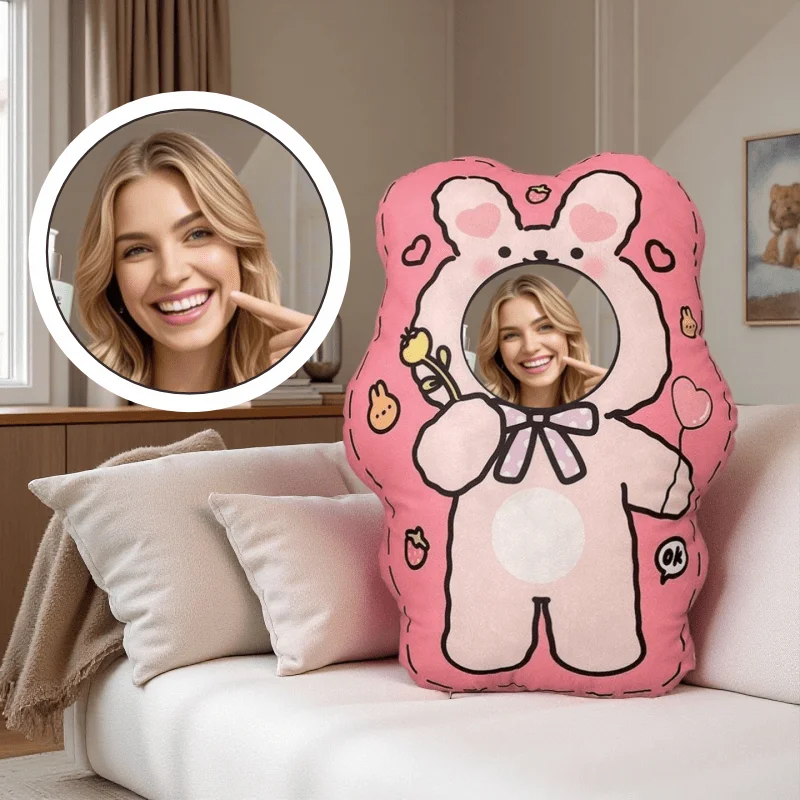 Personalized photo customization plush pillow with customizable facial and facial expressions, using your own pictures