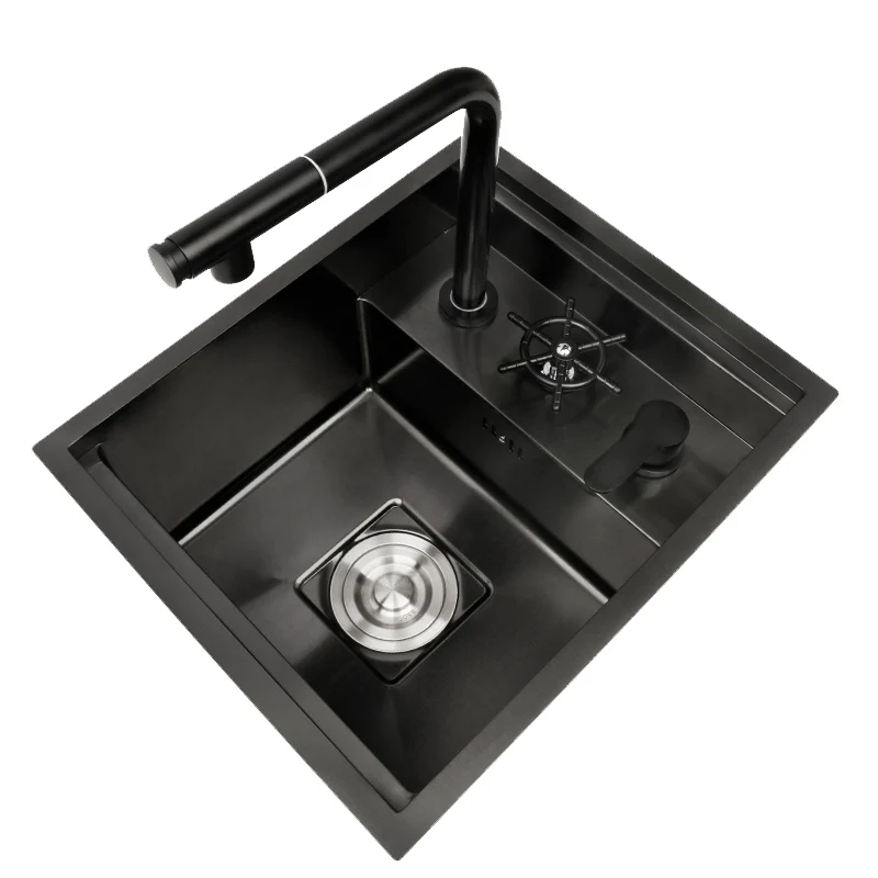 

Sink Kitchen Small Single Sink 304 Stainless Steel Bar Counter Mini Washbasin with Cover FaucetSinks Sashbasins Hidden