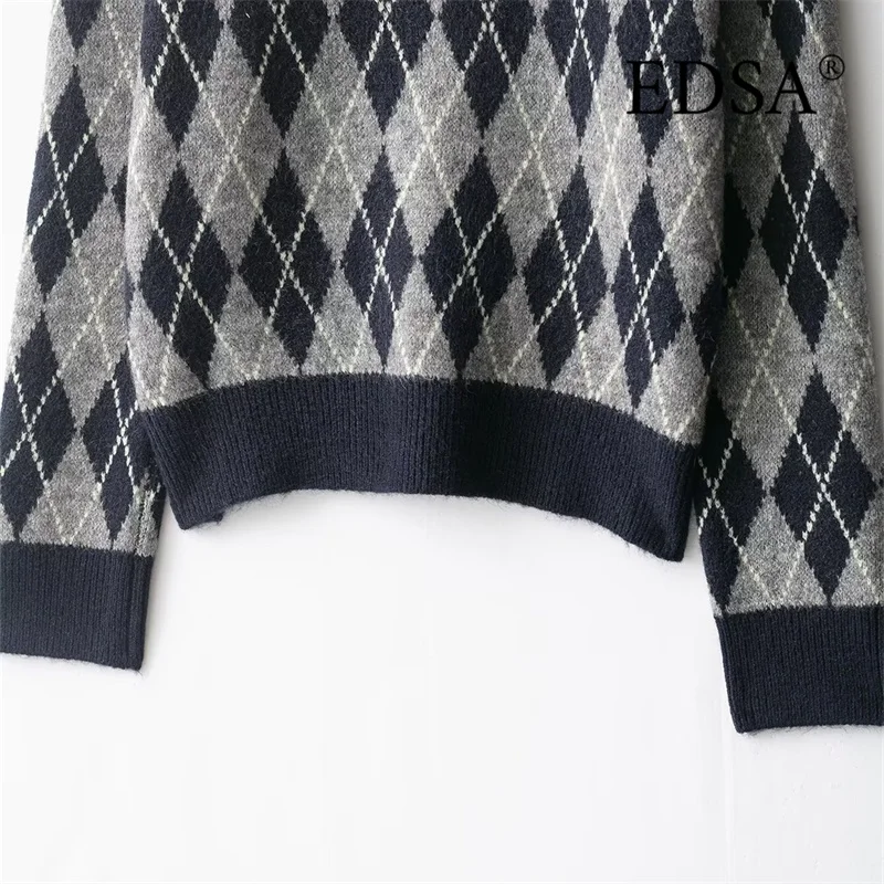 سترة نسائية محبوكة من EDSA بلوفرات برقبة دائرية وأكمام طويلة لخريف وشتاء ملابس علوية نسائية غير رسمية #6