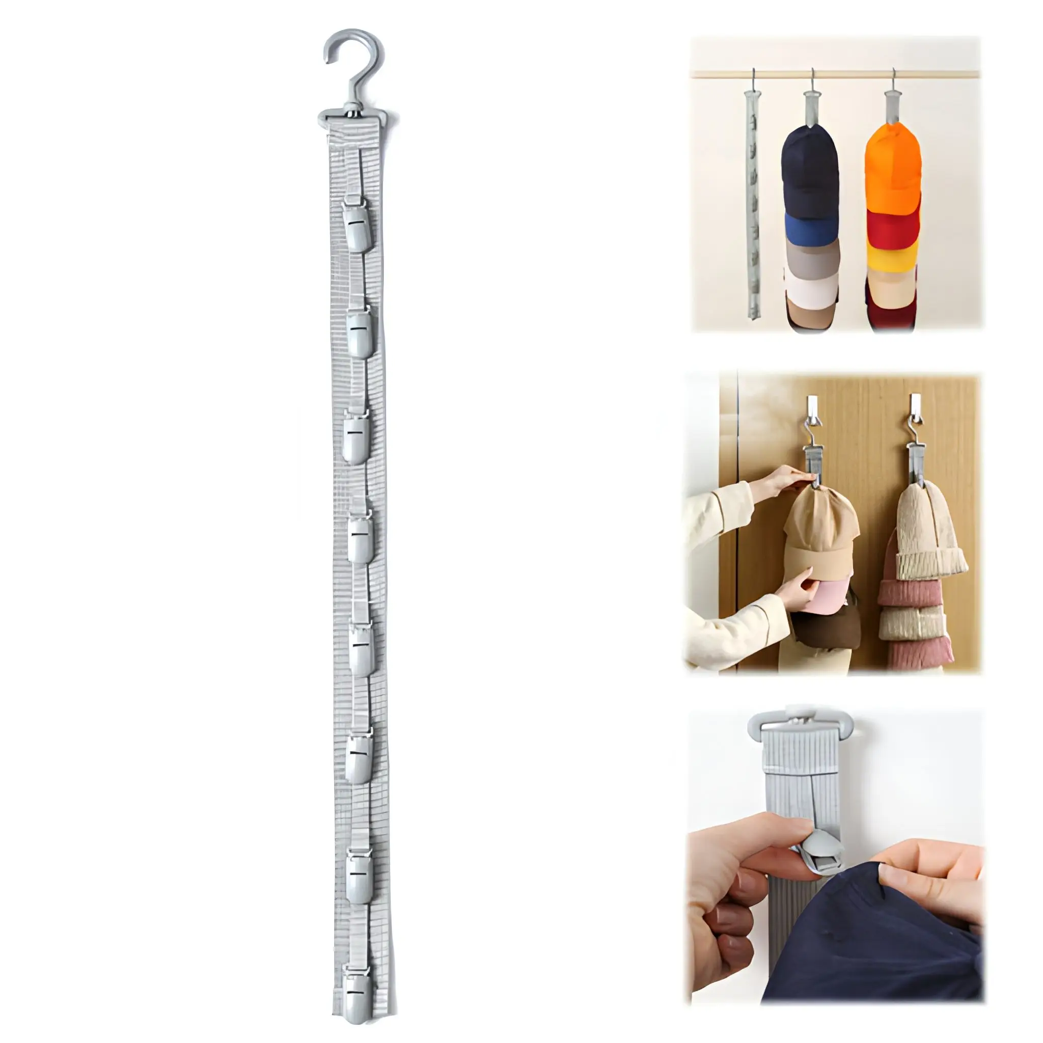 Wardrobe Hat Rack Hanging Rope Hat Storage Clips Organizer Display Baseball Caps Hanger Closet Door Bedroom Space Saving