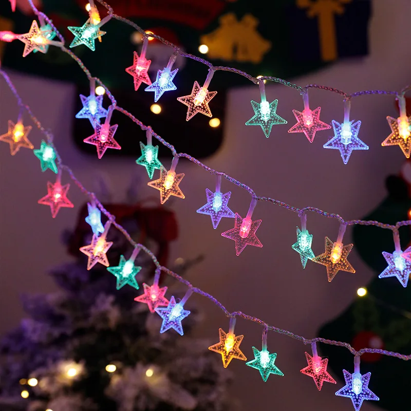 

1.5m/3m/6m/10m LED Star String Lights Christmas Garland Battery box Powered Wedding Party Curtain String Fairy Lamps For Home