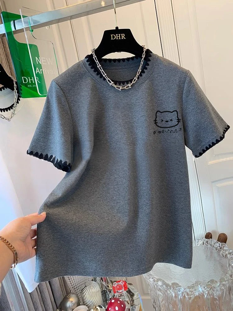 

Loose Fit Pure Cotton Short Sleeve T-Shirt Men's Casual Style round Neck Printed Cotton Fabric Deformation Resistant Outdoor ...