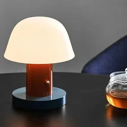 Nordic Danish Retro Small Table Lamp Charging Touch Desk Decoration Warm Atmosphere Mushroom Lamp Bedroom Bedside Lamp