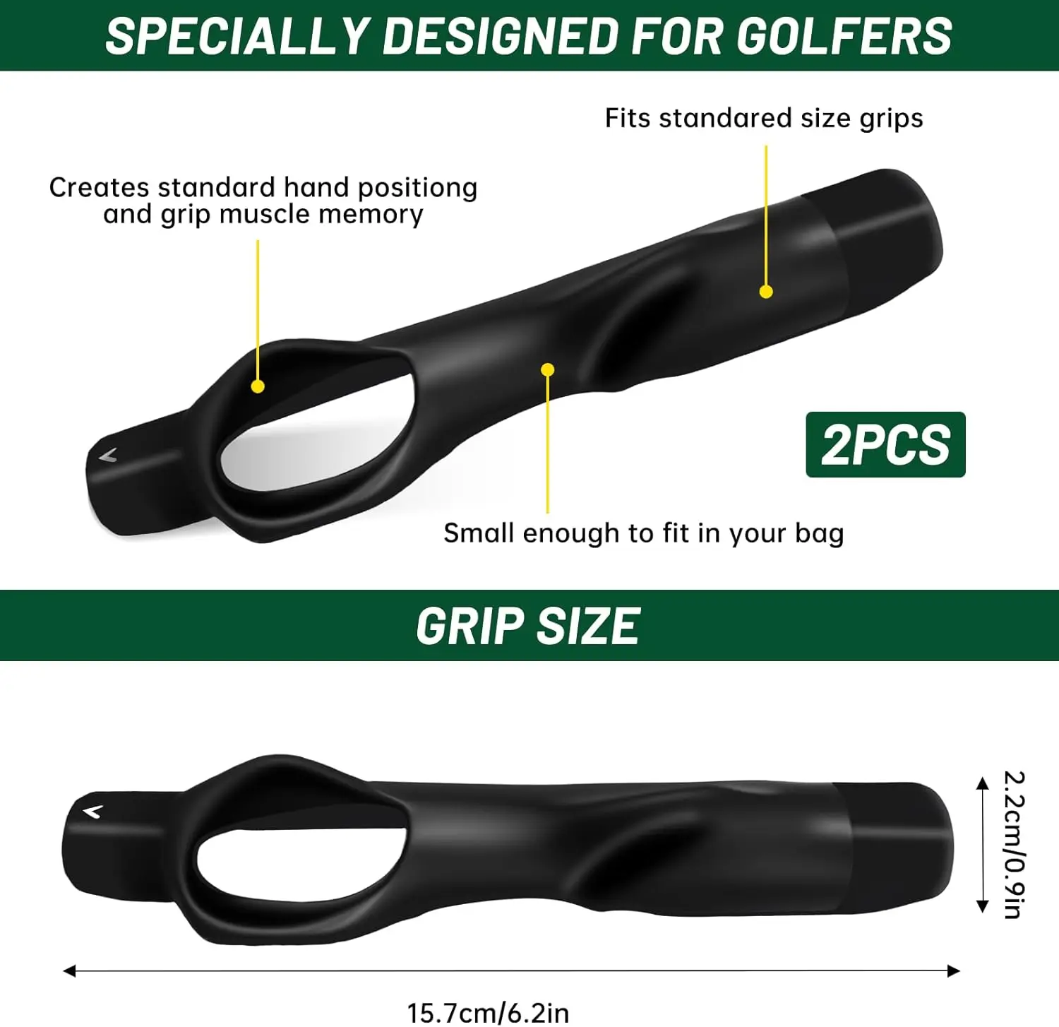2Pack Golf Grip Trainer,Golf Training Aid Grip Trainer Club,Training Grip Right Hand, to Help Train Correct Hand Position