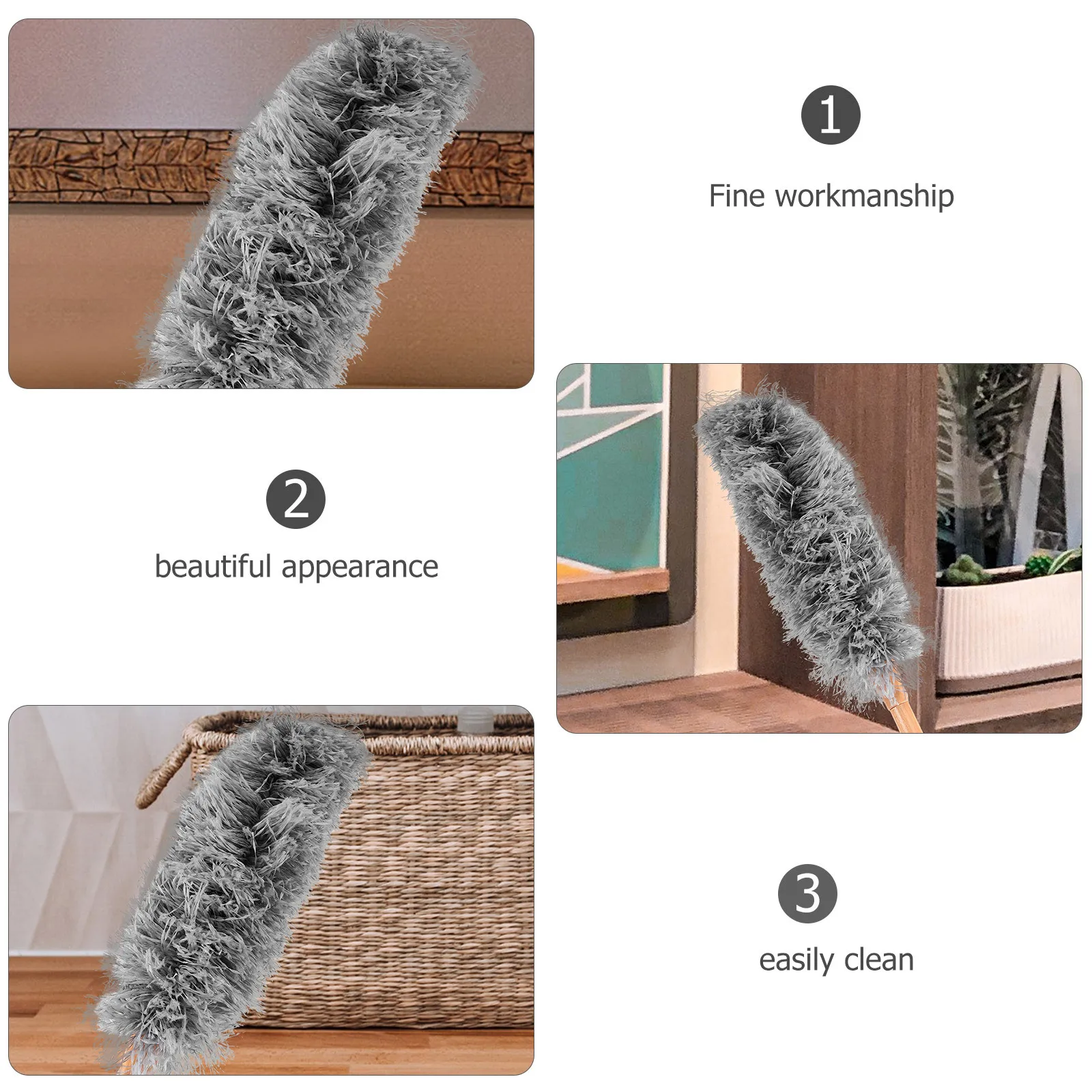 

Hand Duster Wooden Handle Washable Cleaning Tool for Car Home Office Furniture Electronics Dust Sweeper Cleaning Duster