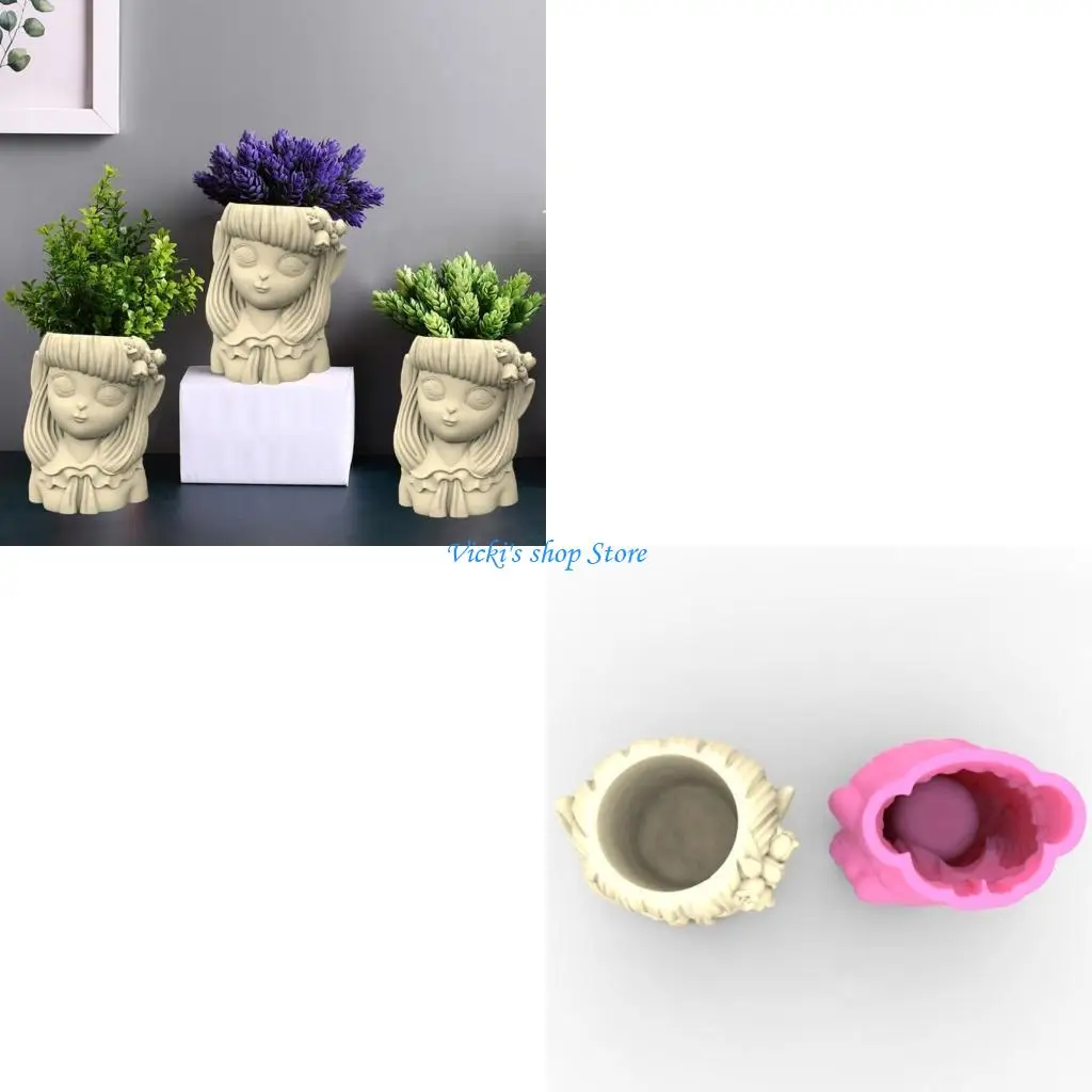 

Маленькая девочка гипсовый цветочный горшок силиконовая форма эпоксидная смола литейная форма сочная ваза форма для цементной