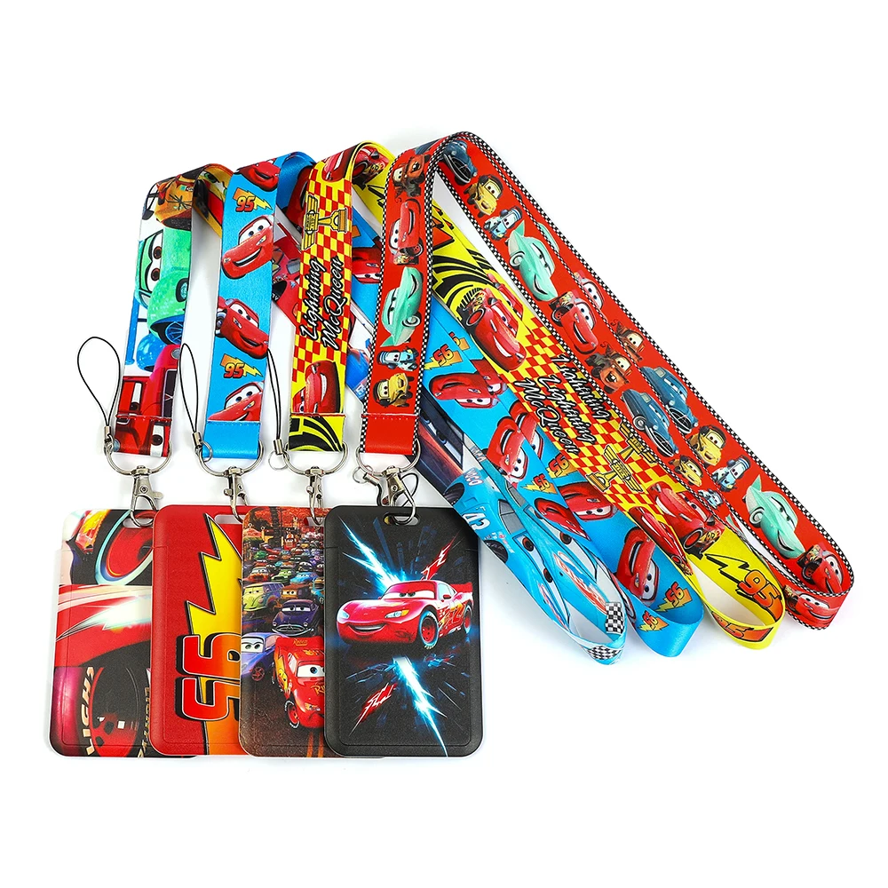 1 قطعة سلسلة مفاتيح Pixar Cars Lightning McQueen Lanyards-حامل شارة الهوية من البوليستر مثالي للمفاتيح والهاتف والبطاقة هدية مثالية لمحبي