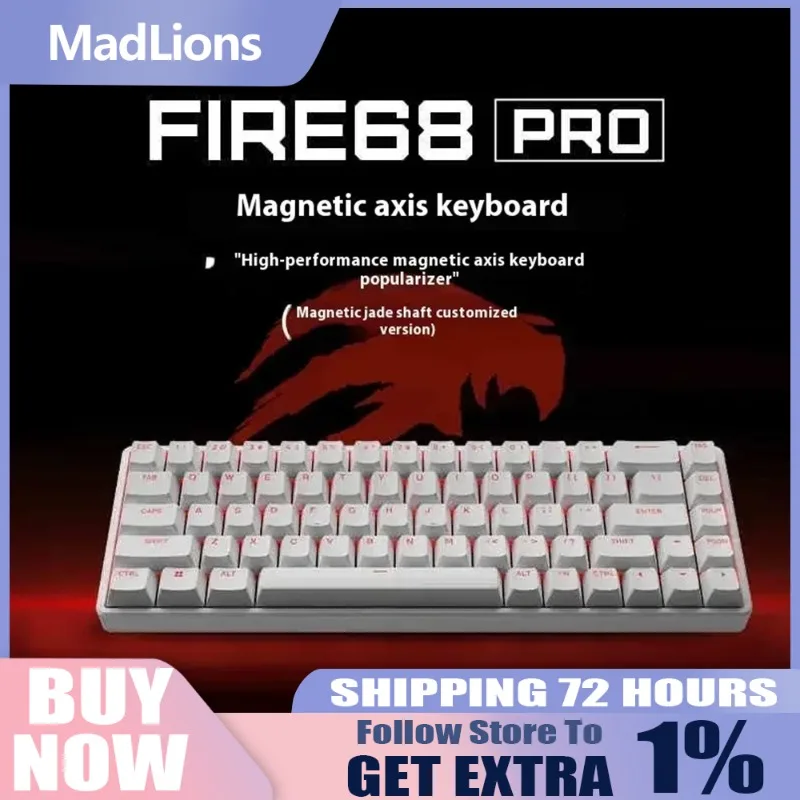 

MADLIONS Fire68 Ultra Fate Spear, ограниченная серия, киберспортивная магнитная индивидуальная клавиатура, алюминий, 0,01 мм RT, точность, ЧПУ, RGB, подарки