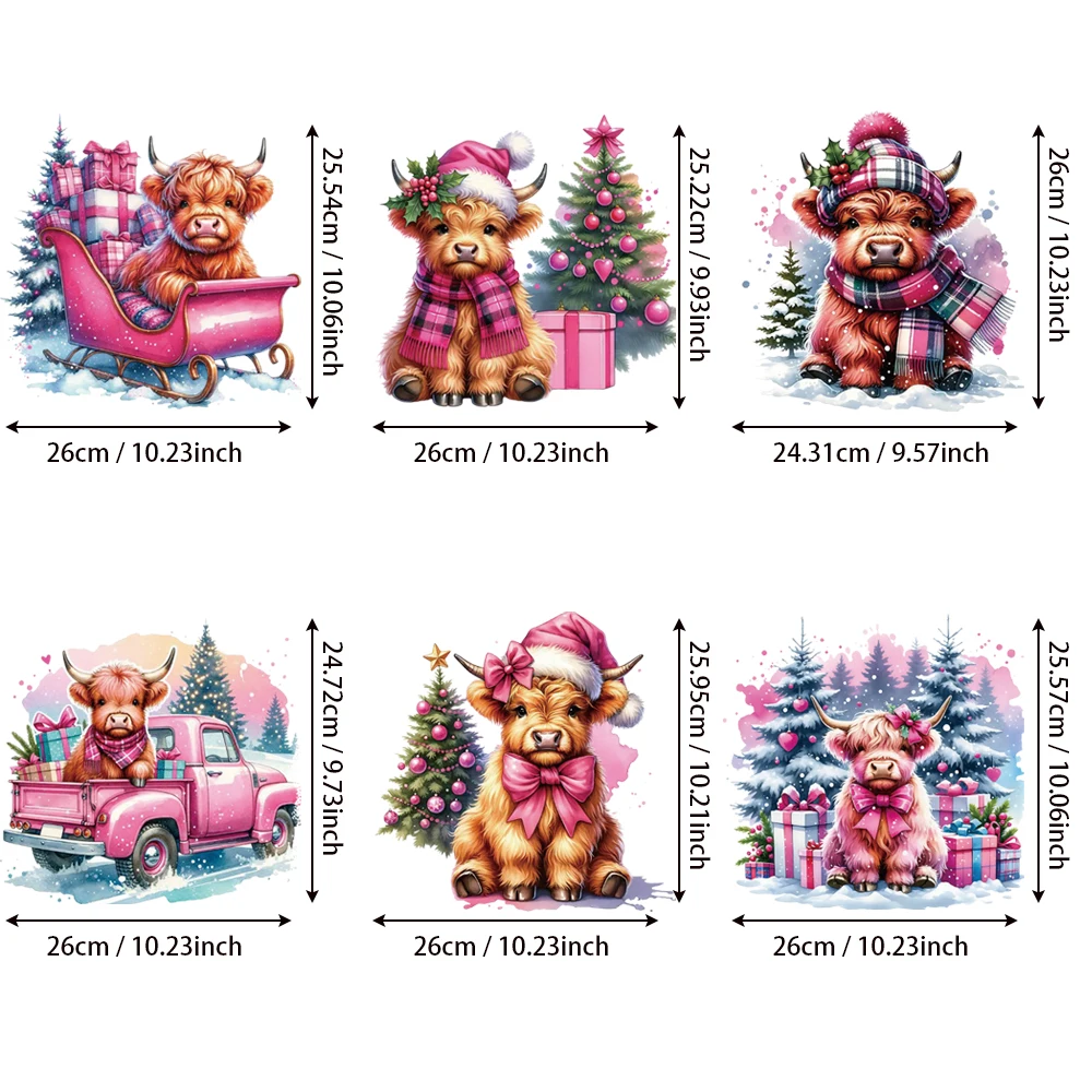 شارات فينيل لطيفة منفوشة على شكل بقرة هايلاند مكونة من 6 قطع - عالية الجودة وسهلة الاستخدام، للملابس التي تصنعها بنفسك وديكور المنسوجات المنزلية #2