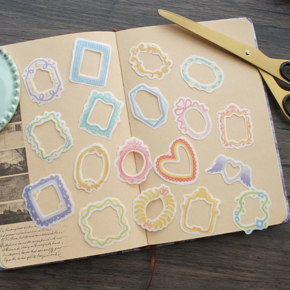 

38pcs Colorful Watercolor Brush Frame Style Paper Sticker Scrapbooking DIY Gift Packing Label Decoration Tag