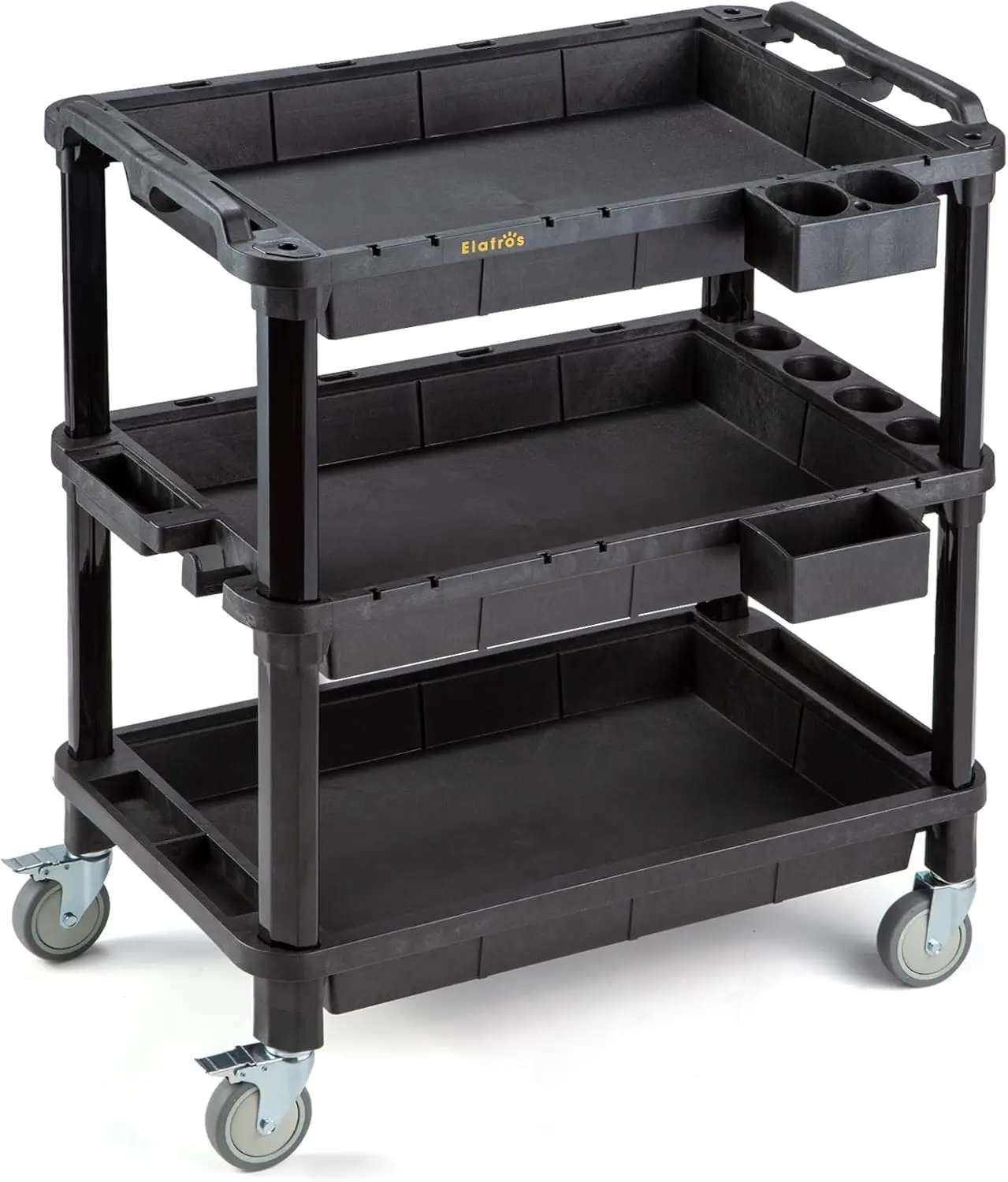 

Multi-Use Utility Cart - 32.4x18.3 Heavy-Duty Service Cart with 3 Deep Shelves, Industrial-Grade Tool Cart Mobile Organi