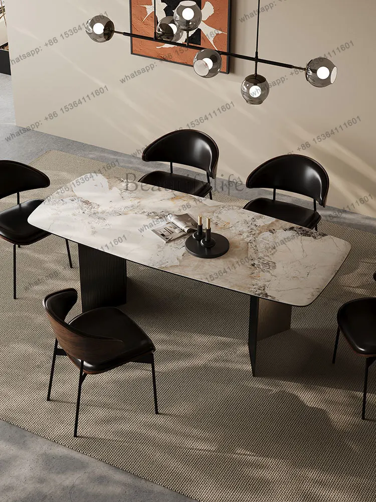 Pandora rock slab dining table modern simple light luxury high-end restaurant home small apartment
