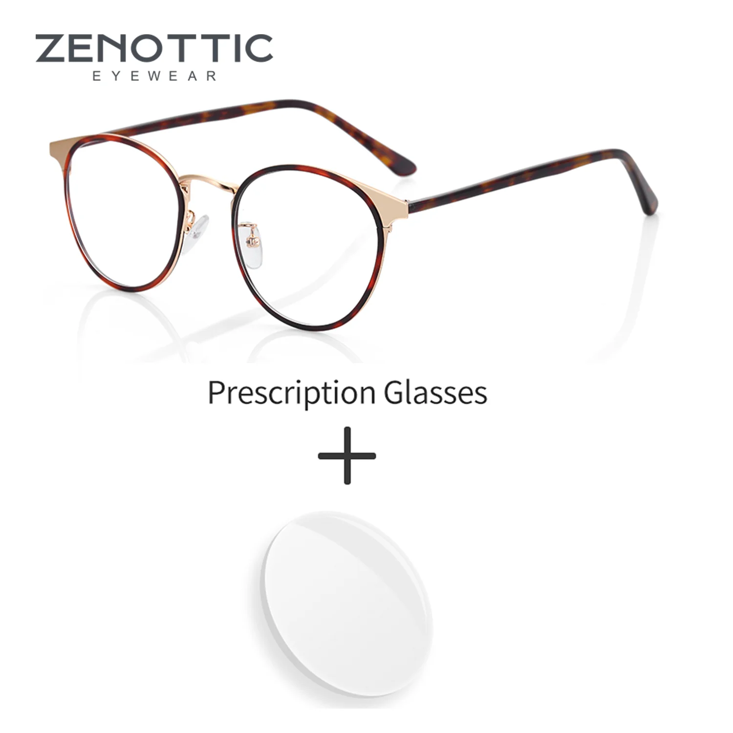 

ZENOTTIC 2025 Metal Prescription Eyewear Round Progressive Optical photochromism Lenses For Men Anti Blue Light Myopia Glasses