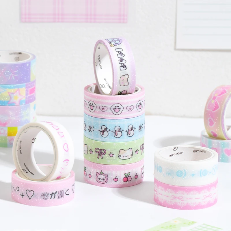 5Rolls/Set Korean Fine Flash Washi Tape Set Dream Selling Galaxy Cute Girl Sticker Handbook DIY Material Loop Stickers