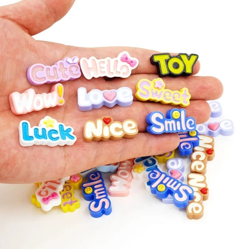 10 Stück niedlichen flachen Rücken wow Glück schöne Baby Brief Harz Cabochon Scrap booking Handwerk DIY Zubehör Telefon Fall Dekoration