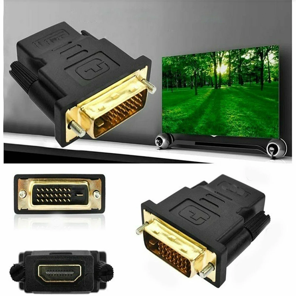 24k Gold Plated Plug Male To Female DVI Converter 1080P For HDTV Projector Monito DVI 24+1 To HDMI-compatible Adapter Cables