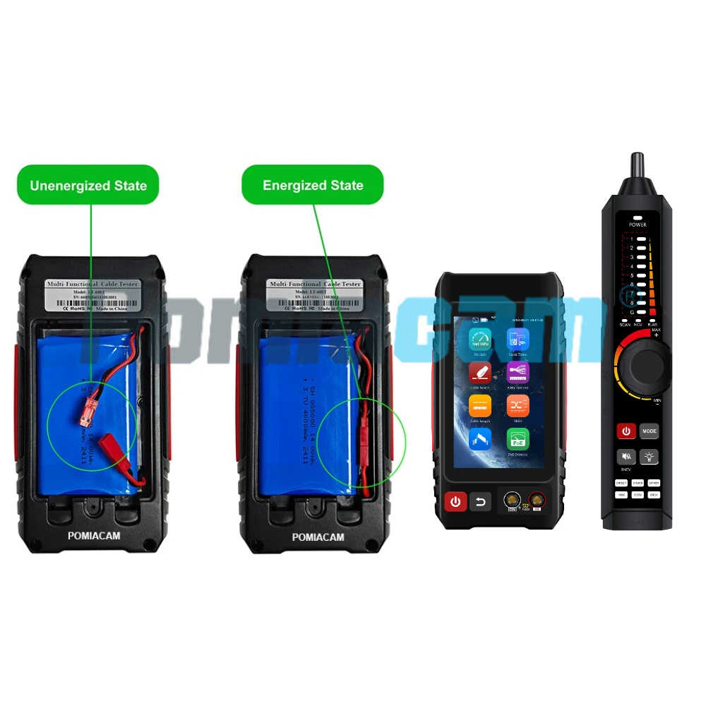 LT-600T 4 inch screen Network Cable Tester with TDR, POE Detector Tool for RJ45 Ethernet Cable Toner,  DMM PON and VFL