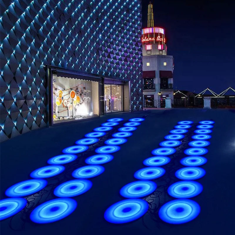 LED Luminous Circular Music Jumping Floor Tile, Human Body Gravity Sensing Color Interactive Dance Light for Outdoor Use