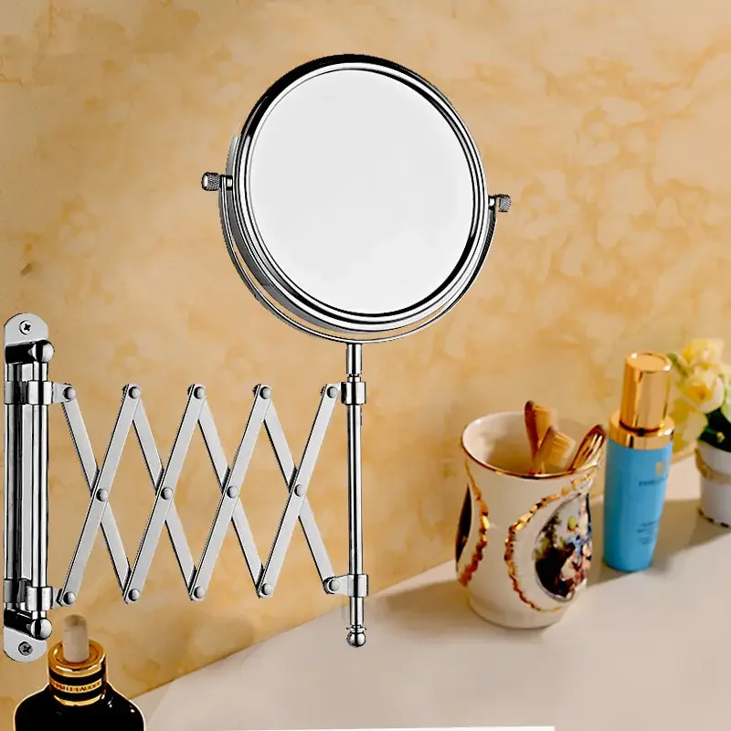 

Household Bathroom Folding Mirror Magnifying Two-Sided Retractable Bathroom Mirror 360 Degree Swivel 7inch Makeup Mirror