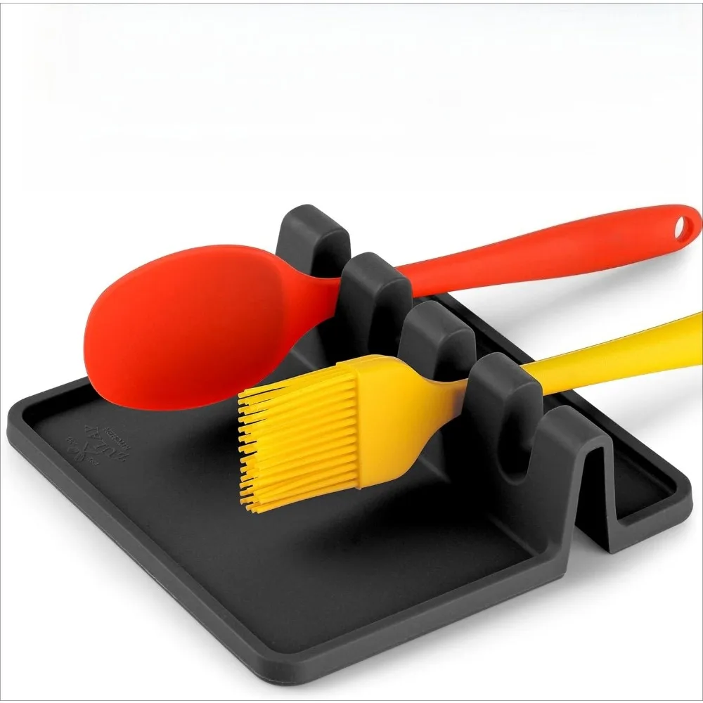 Kitchen Silicone Utensil Rest with Drip Pad for Multiple Utensils - BPA-Free, Heat-Resistant Spoon Rest & Spoon Holder