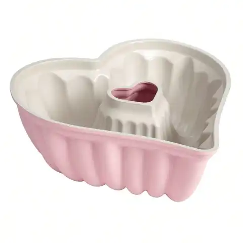 Premium Nonstick Heart Shaped Fluted Pan Dishwasher Safe 9.5 Inch Pink Kitchen Cookware Healthy Cooking Easy Release