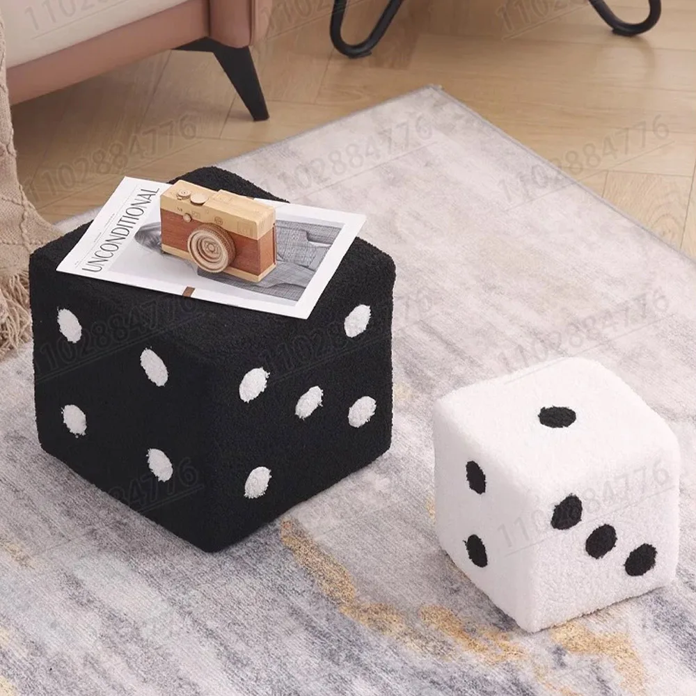 Black White Domestic Dice Stool Entry Door Shoe Stool Can Be Removed Washed Sitting Block Bedroom Creative Low Sofa Foot Stool