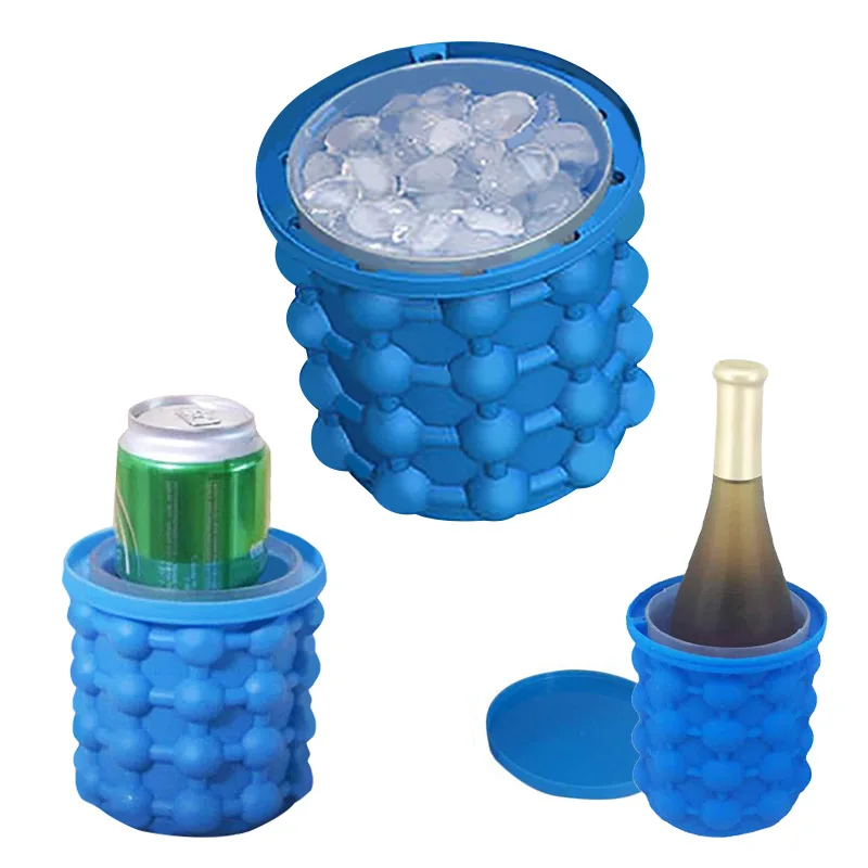 Silicone ice Cube Maker Ice Mold Tray Round Portable Bucket Wine Ice Cooler Beer Cabinet Kitchen Tools Drinking Whiskey Freeze