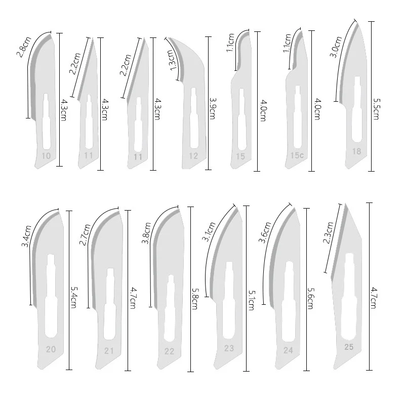 10pcs Knife Blades NO.10/11/12/15/18/20/21/22/23/24/25/60 Metal Engraving Repalce Blades DIY Wood Carving Fruit Sculpture Cutter