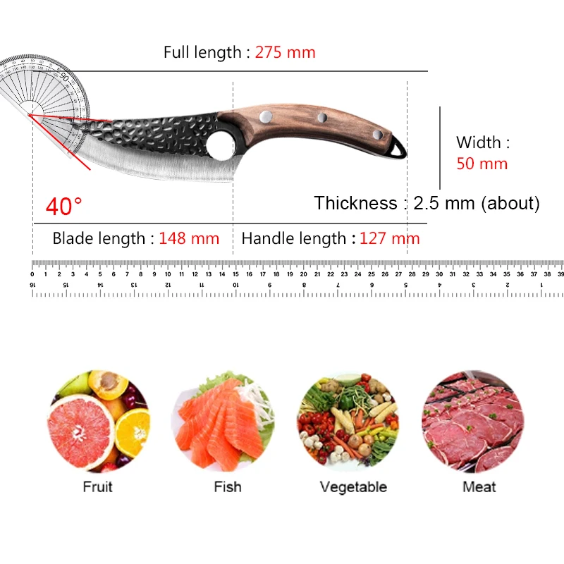 Meat Cleaver Boning Knife Cleaver Slaughtering Meat Chopping Kitchen Knife Serbian Chef  Butcher Fishing Knife Cooking Tools