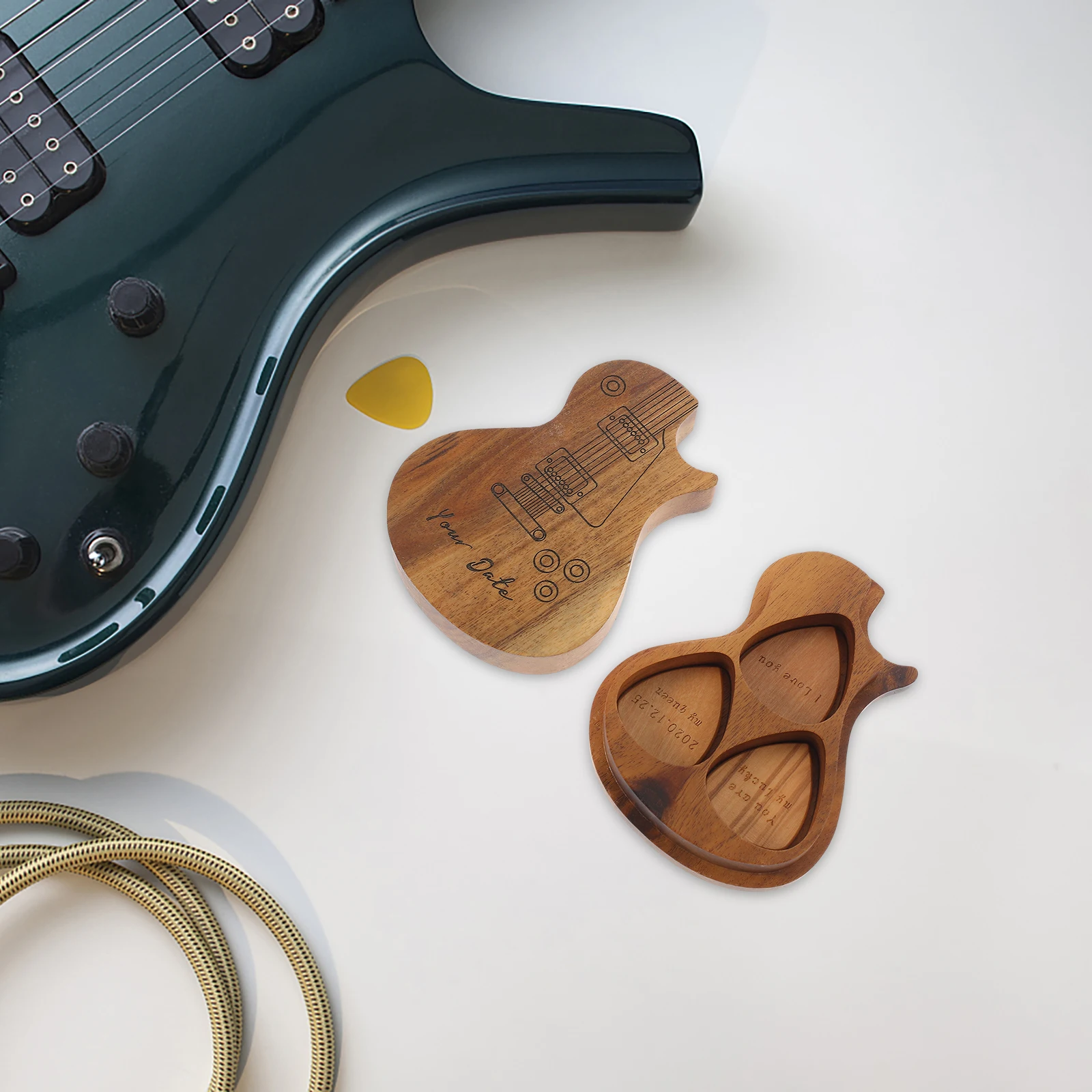 

Guitar Set Wooden Acoustic Case Bass Organizer Plectrum Solid Storage Base Rack