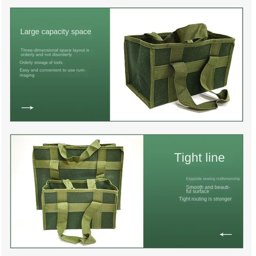 High Strength Handheld Tool Bag Portable Canvas Garden Storage Bag Lightweight Durable Electrician Repair Organizer