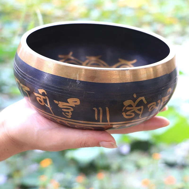 Buddha Sound Bowl Tibetan Bell Yoga Meditation Bowl Metal Singing Bowl Striker Chanting Bowl Brass Chime Handicraft Music