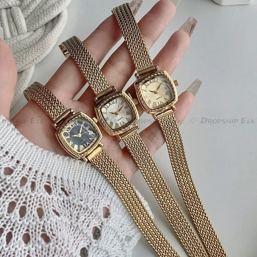 

Винтажные изысканные женские наручные часы с ремешком из нержавеющей стали, модные роскошные часы в подарок, женские кварцевые часы Relojes Para Mujer