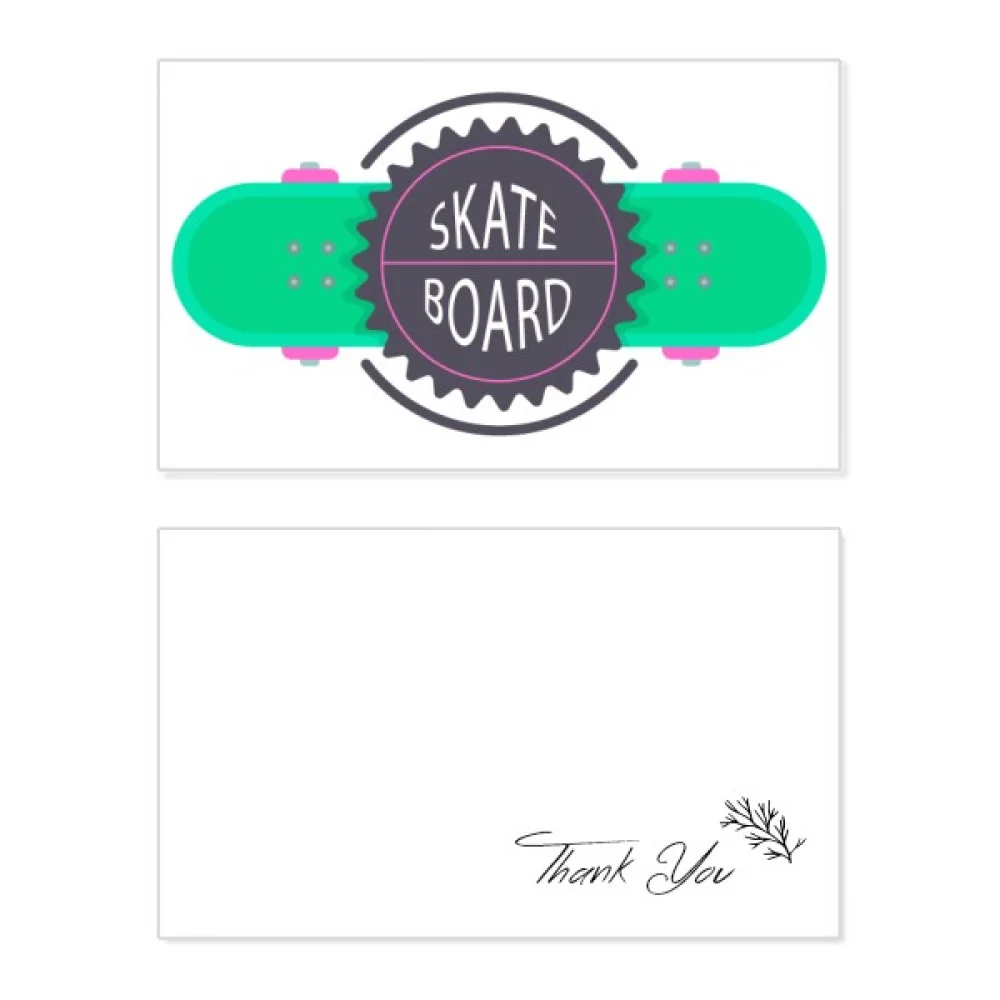 

Sport Skateboard with Mottos Cartoon Watercolor Thank You Card Birthday Paper Greeting Wedding Appreciation