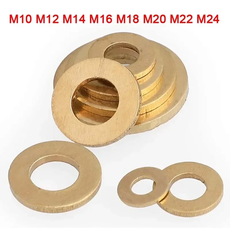 1~50Pcs M10 M12 M14 M16 M18 M20 M22 M24 Brass Flat Washer Shim Brass Gasket Round Meson Pad Sheet Metal Collar