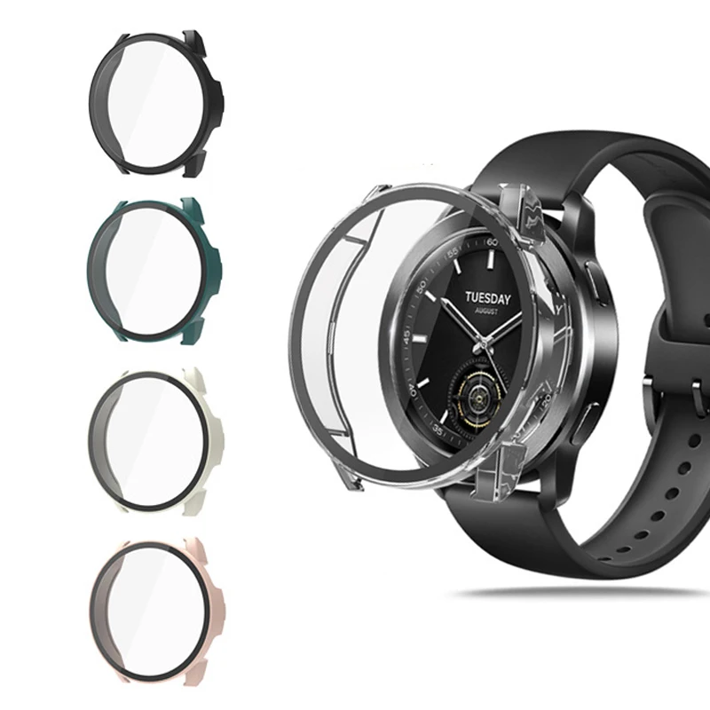 

Hard Edge Shell Glass Screen Protector Film Smartwatch Frame Case For Xiaomi Watch S3 Protective Bumper Cover Smart Accessories