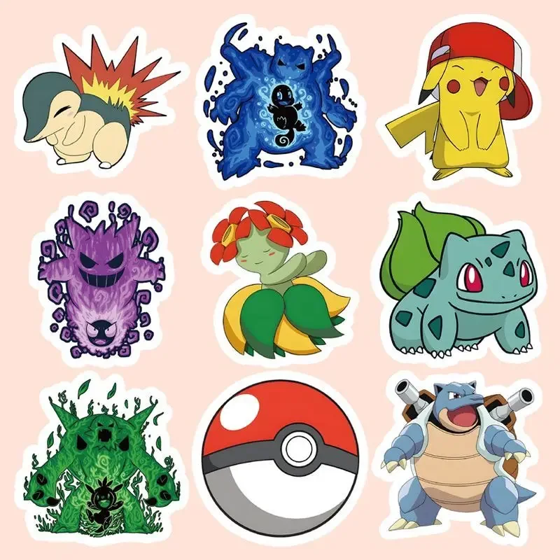 100 Stück Kawaii Anime Pokemon Aufkleber Niedliche Pikachu Eevee Cartoon-Sticker für Laptop Scrapbook Handy Klassische Kinder-Aufkleber Spielzeug – Detail 10