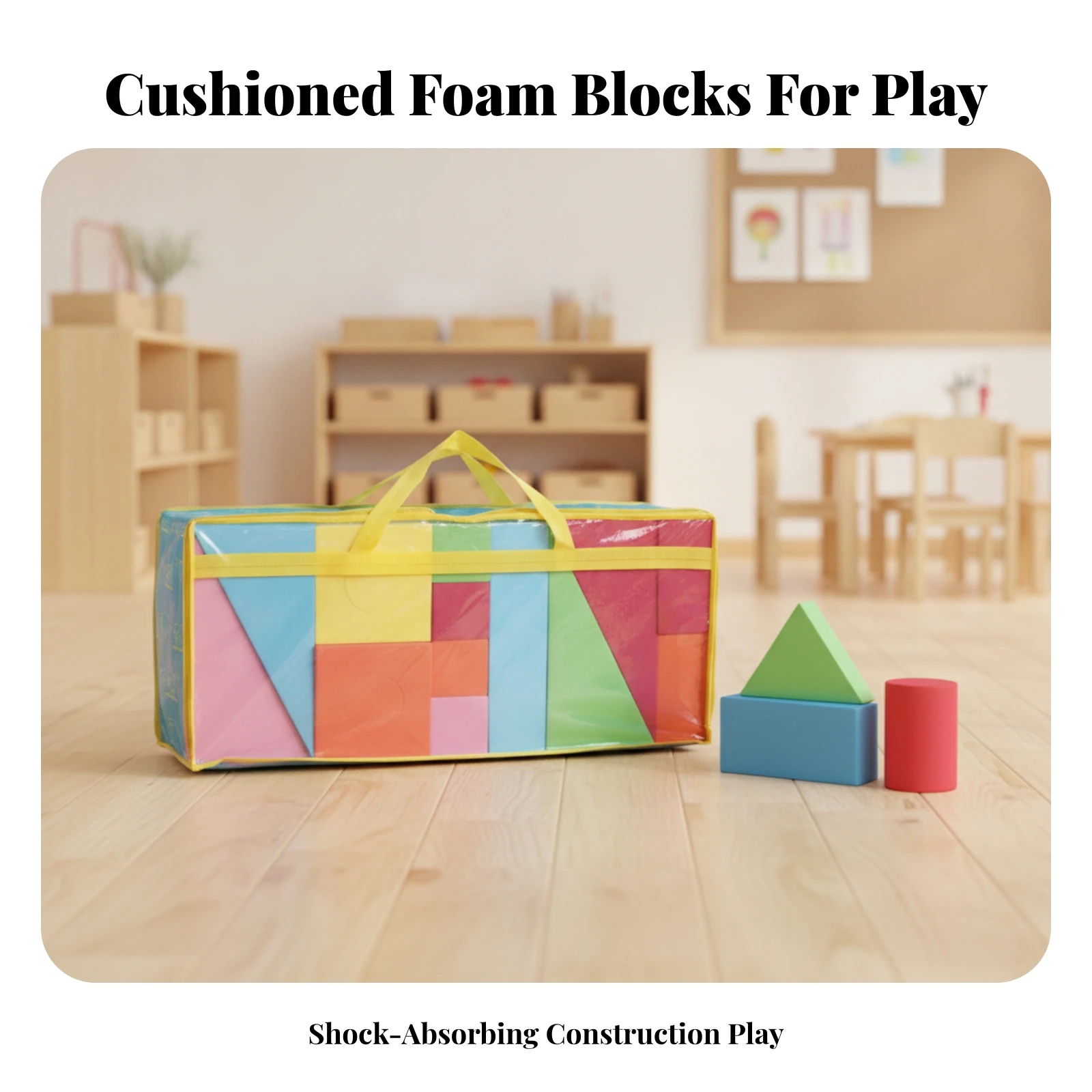Foam Construction Blocks Assorted Geometric Shapes Thick Padded Design Educational Toy for Toddlers