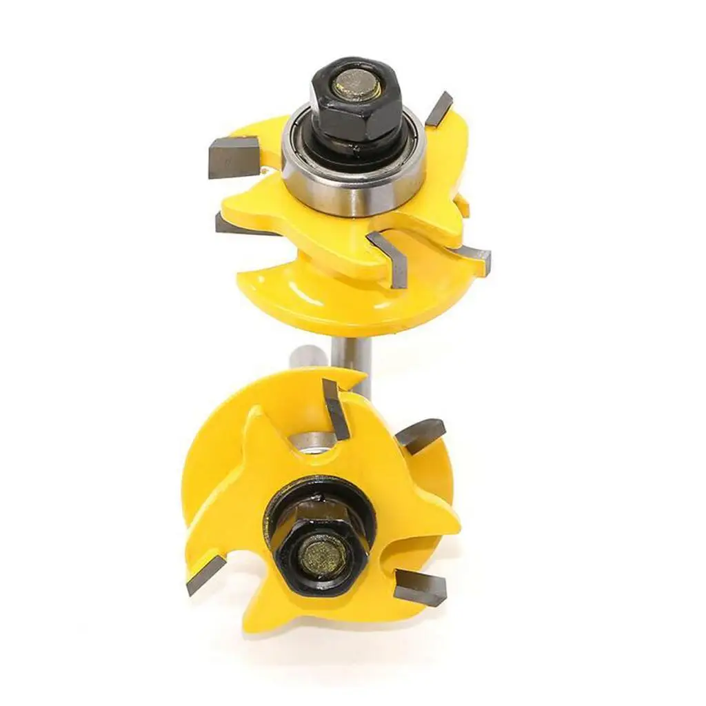 3PCS 8mm Woodworking Cutter Slotting Cutter with Bearing Trimming Tool