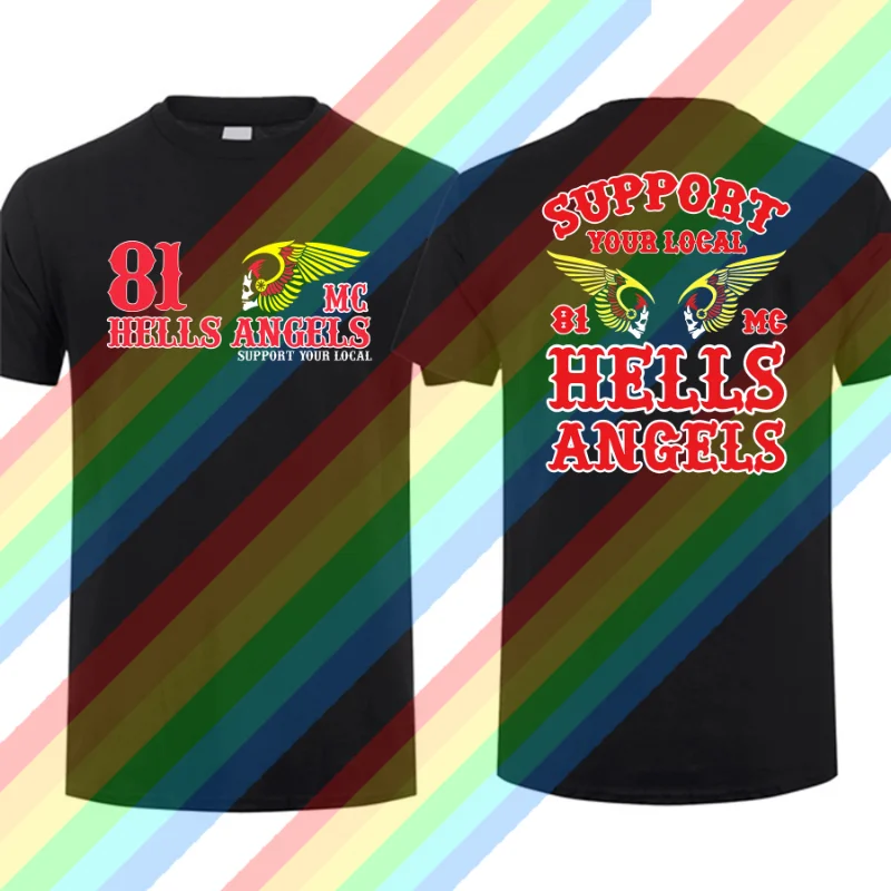 Increíble Camiseta de algodón para hombre, Tops deportivos transpirables de gran tamaño con estampado de HDouble Sided, Hells Angels Brotherhood, 2024