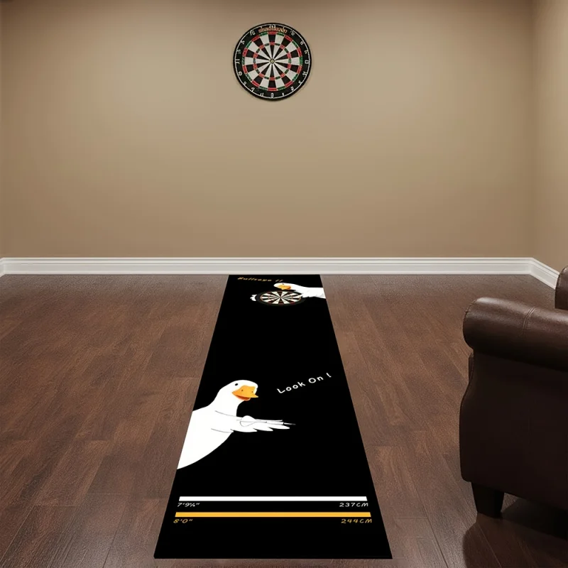 VIKAMA Lucky Duck Dart Mat with Throw Line Markings Non Slip Wear Resistant Runner Carpet for Dart Room Game Room Home Decor